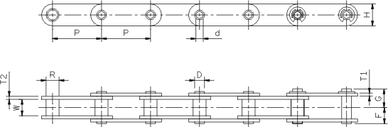 Hollow pin chain