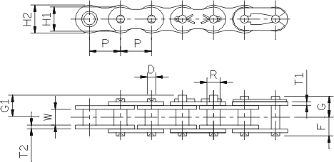 Rollerless chain