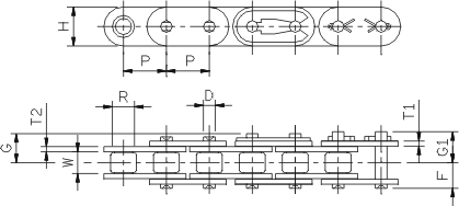 Straight link plate chain