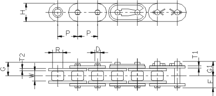 Straight link plate chain